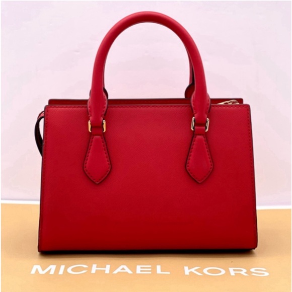 Michael Kors Small Sheila Center Zip Satchel Crossbody Bag Red - Picture 12 of 16